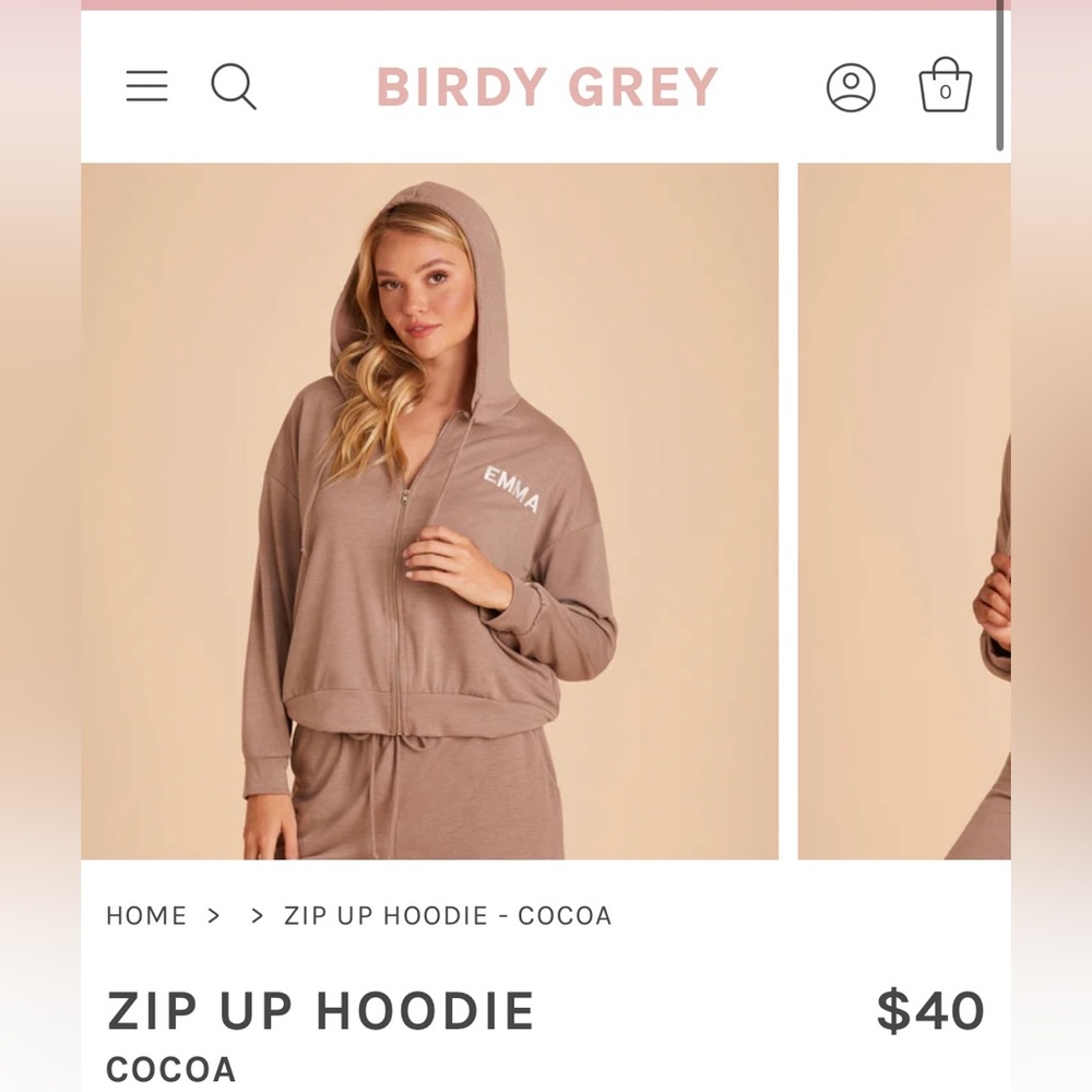 Birdy Grey Zip-up. (No personalization)
